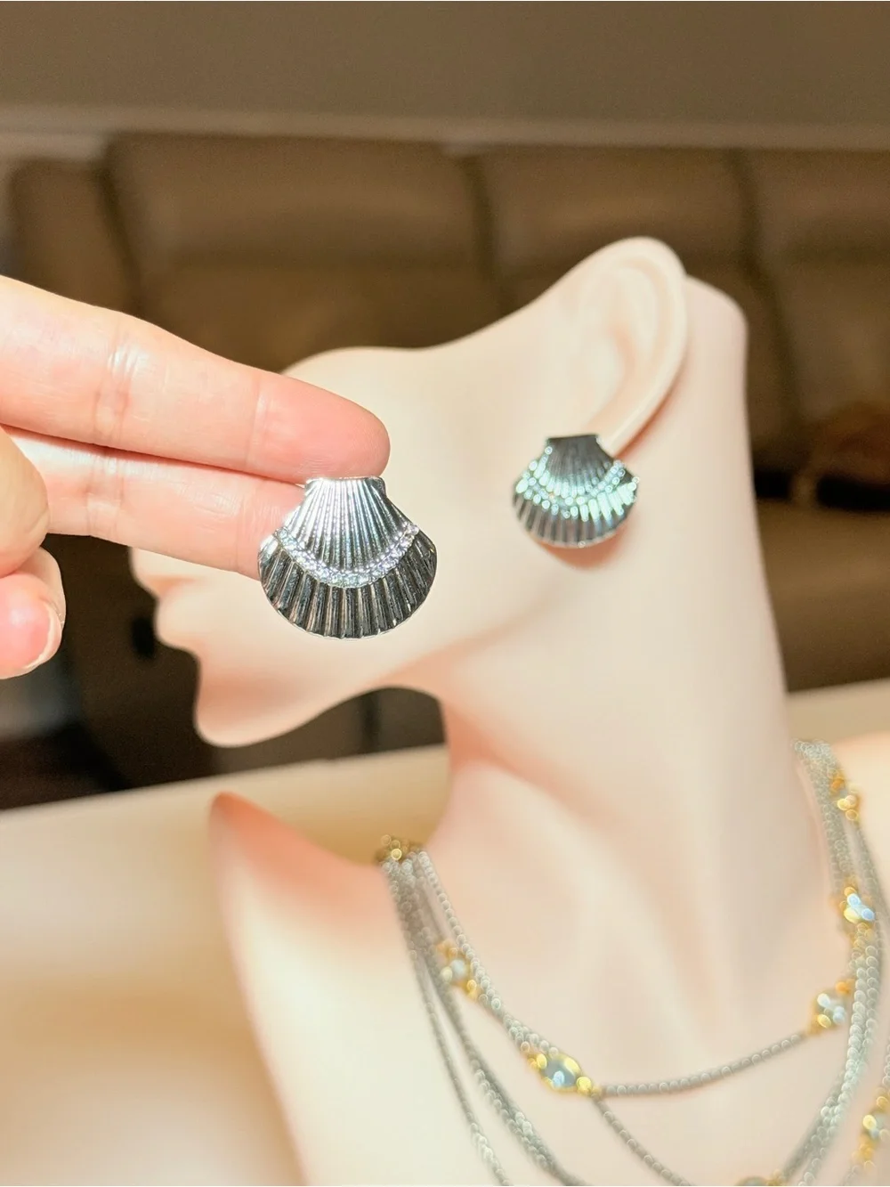 Silver Shell-Style Earrings - Women Jewelry